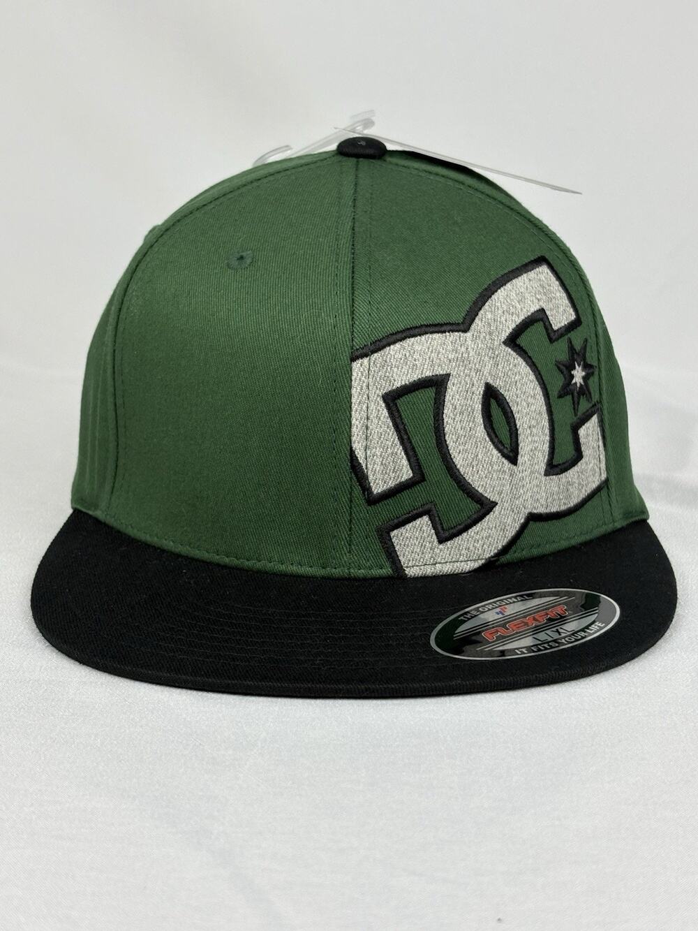DC SHOES Sports Skate Apparel Green Black Hammering Flex-Fit L/XL Hat NEW